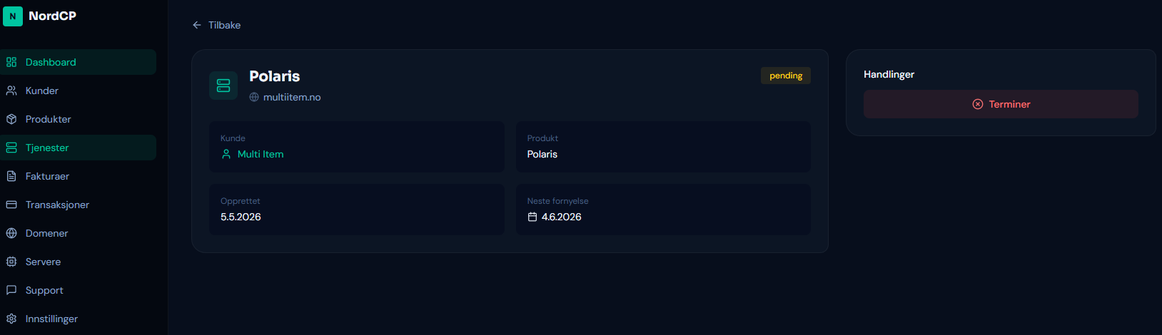 A look of how the services is handled now. Still early, so some functions is missing